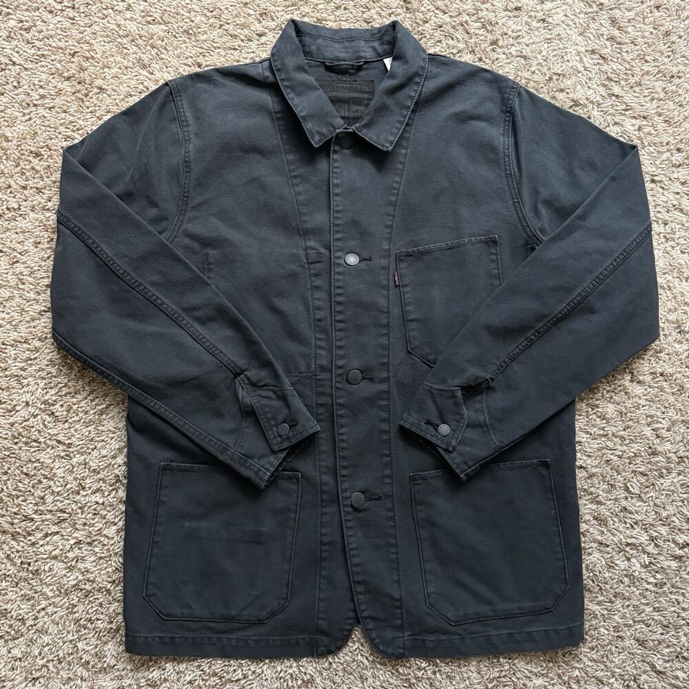 Levi's Men's Engineer’s Coat Chore Jacket Men’s Size L Faded Black Denim Button